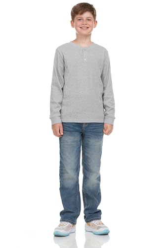 Boys' 2-Pack Thermal Henley Tops - Cozy, Breathable Long Sleeve Shirts for School and Play, Sizes 4-183