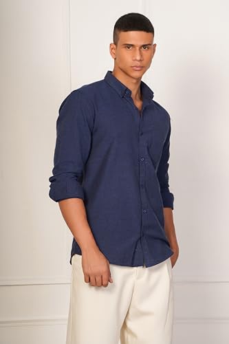 Image of Aatman Men's Eco-Friendly Cotton Shirt | Casual | Plain | Full Sleeve | Summer Regular Fit