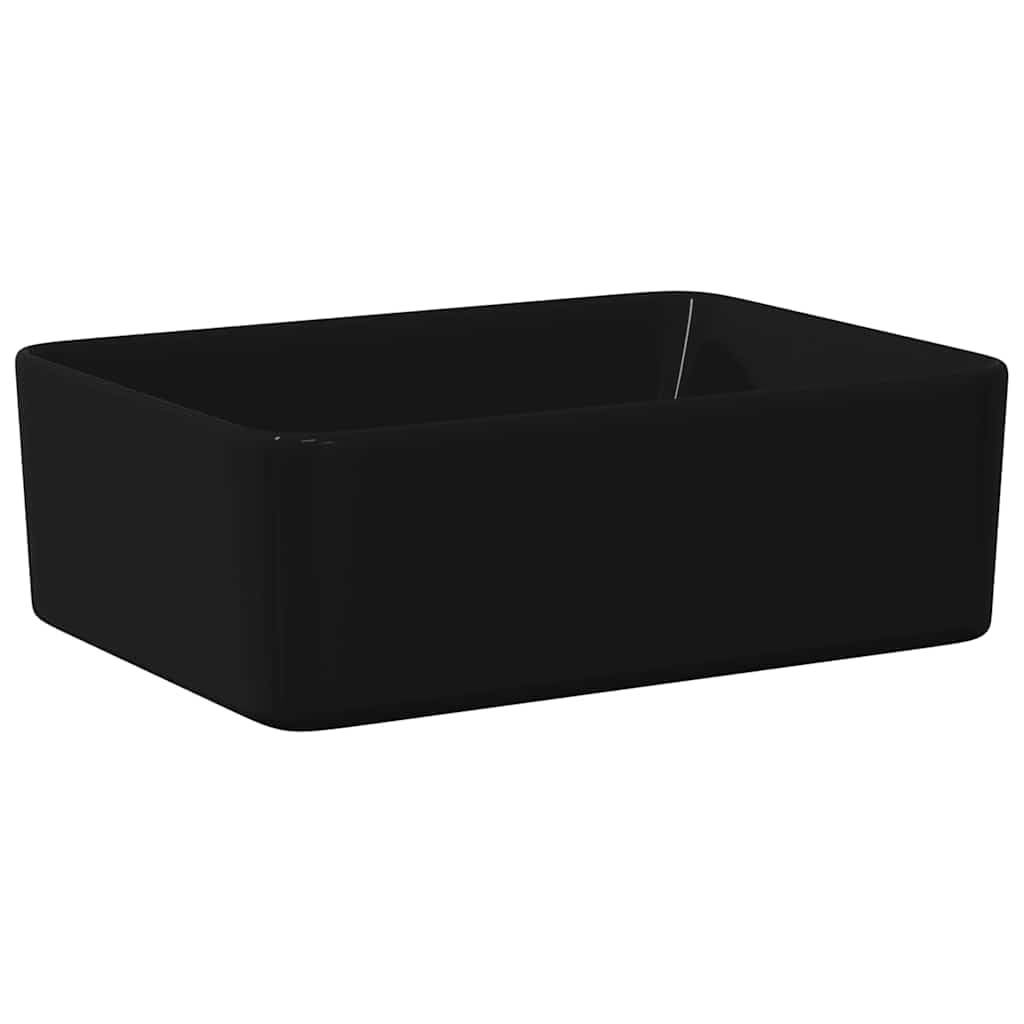vidaXL Waschbecken Waschschale Waschtisch Aufsatzwaschbecken Waschplatz Handwaschbecken Aufsatzbecken Becken Badezimmer 40x30x13cm Keramik Schwarz