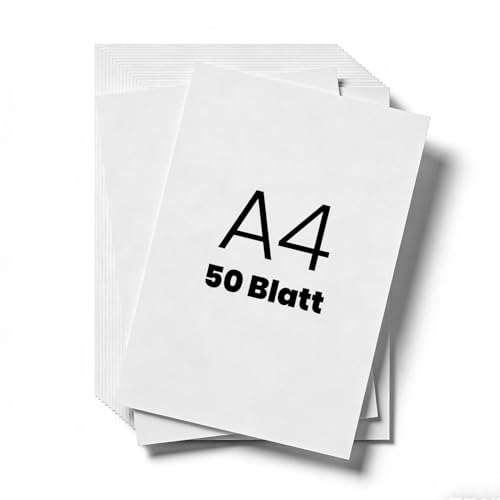 50 Blatt Naturweiß Tonpapier A4, 250g/m² Kartonpapier A4, Bastelkarton, Dickes Papier für Scrapbooking, Kartenherstellung, Einladungen & Malen