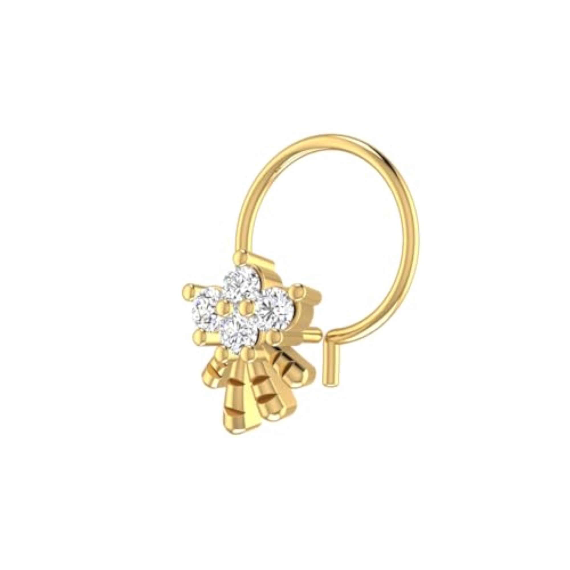 Women's 14Kt Yellow Gold Stud Nose Ring, Stylish