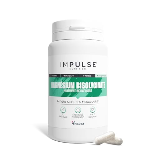 Impulse Nutrition - Magnésium Bisglycinate - Vitamine B6 - Fatigue, Énergie & Récupération - Haute Absorption - Complément Alimentaire - 60 Gélules - Fabriqué en France