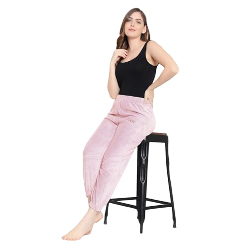 Image of Fashiol Women's Plush Fleece Fur Woolen Pajama Lounge Pants Warm Cozy Winter Wear Relaxed Fit Elastic Waist Soft Sleep Lower Bottoms (M Till 2XL)