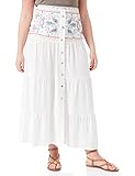 Cierre de botones de madera Desigual Fal_Boho Falda, White, M De Las Mujeres