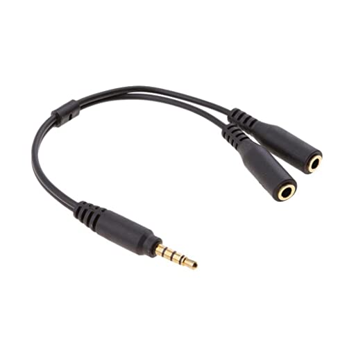 Image of Audio Stereo Y Splitter Extension Cable 2.5mm Male to 2 Port 3.5mm Female for Earphone, Headset Splitter Adapter, Metal Black