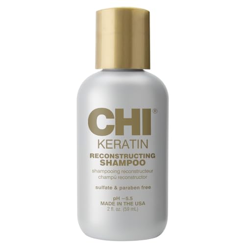 CHI Keratin Reconstructing Shampoo, Delivers Healthier Hair, Adds Shine & Helps Prevent Future Breakage, Sulfate, Paraben, & Cruelty-Free, 2 Oz
