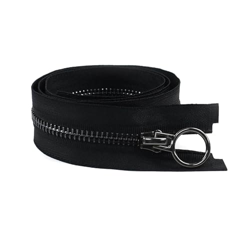 1 unidad, cremallera metálica negra nº 5, longitud 15-150 cm, con función de bloqueo automático para diseños cerrados/abiertos.,50 cm