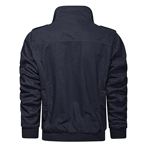 Hijewe Men's Military Jacket Cargo Casual Coat Lightweight Spring Falls Outwear Cotton Stand Collar Zipper Multi-Pocket Jackets #TOP1