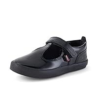 Kickers Teen Girl's Kariko T-Bar hook and Loop Pantent Leather Black Shoes, 4 UK