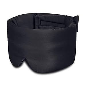 Oleesilk Oogmasker, 100% moerbeizijde, met verstelbare hoofdband, voor mannen en vrouwen, groot slaapmasker en oogbinding, voor slaapkamer, reizen en dutjes, zwart