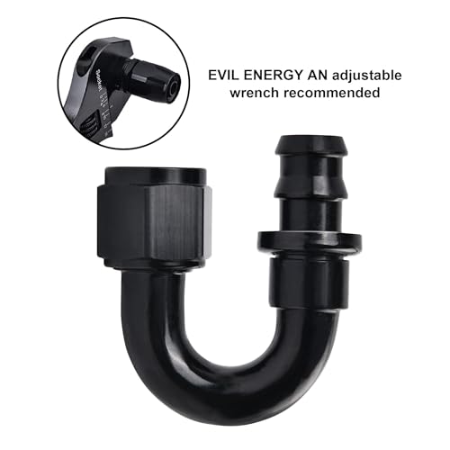 Image of EVIL ENERGY 6AN 180 Degree Push Lock Hose Fitting End Black