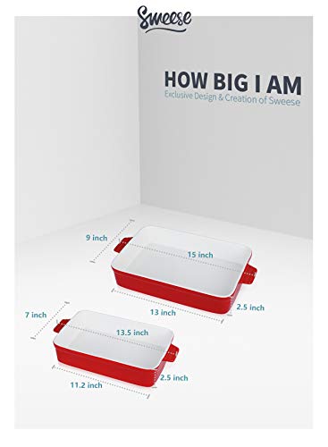 Sweese 520.204 Porcelain Baking Dishes, Non-Stick Lasagna Pans, Large Rectangular Baking Pan Set, Casserole Dishes, Set Of 2, Red #TOP1