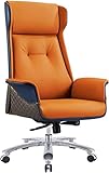 AAGAZA Chefsessel aus Leder, Luxus-Chefsessel, um 125 ° Verstellbarer Bürostuhl, Verstellbarer, anhebbarer, drehbarer, bequemer sitzender Computerstuhl / 1389 (Color : Orange, Size : Cowhide)