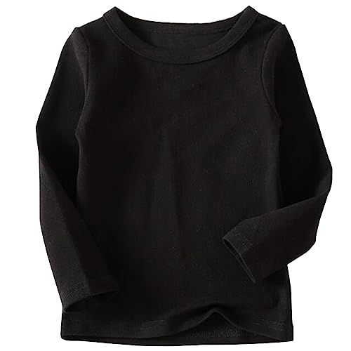 Niyage Toddler Soft Thick Crewneck Tee Tops Girls Comfort Basic Long Sleeve T-Shirt