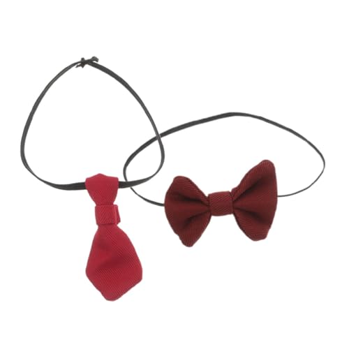 WOONEKY Miniatur Puppenkrawatten Baumwolle 2 Stück Rot Kleiner Fliegen...