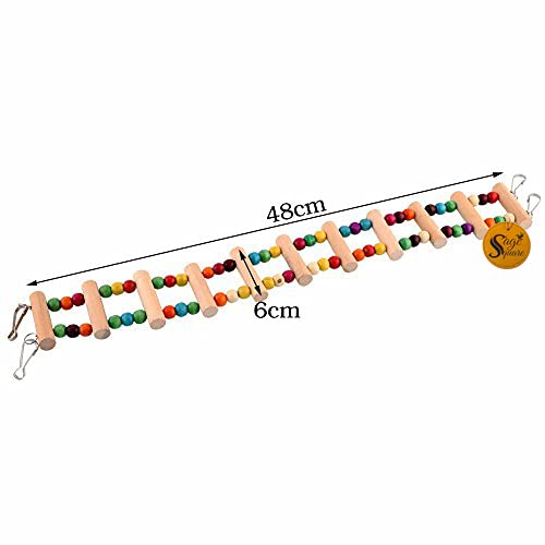 48cm-19-Inches-Playful-Natural-Wood-Bead-Swing-Flexible-Ladder-Toy-for-Cockatiel-Lovebird-Budgerigar-Sun-Conure-Finch-African-Grey-Canary-Cockatoo-Macaw-Budgeri-Birds