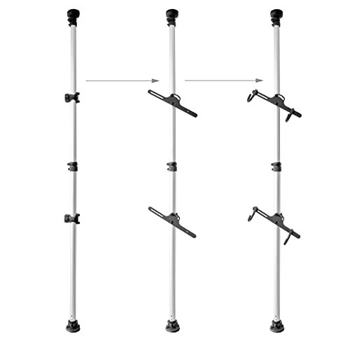 Portabicicletas telescópica ajustable de 160-340 cm para 2 bicicletas de suelo a techo 5