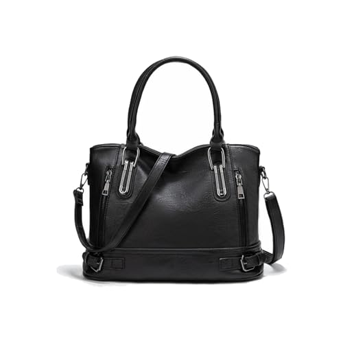 Aileese Sacs à main et porte-monnaie pour femme, sacoche à bandoulière avec poignée sur le dessus et sangle réglable, sacs à bandoulière en polyuréthane pour femme, Style 1 noir., 13.5 inch