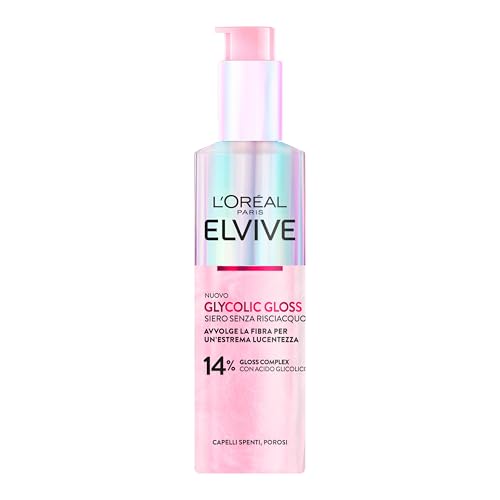 L'Oréal Paris Elvive Siero Senza Risciacquo, Per Capelli Spenti e Porosi, Capelli Setosi, Con Acido Glicolico, Senza solfati, Glycolic Gloss, 150 ml