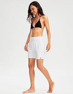 G Gradual Women's 7" Long Swim Board Shorts High Waisted Quick Dry Beach Swimming Shorts for Women with Liner Pockets