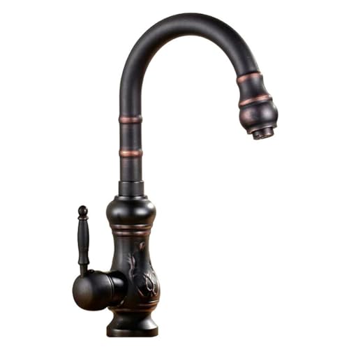 Robinet de cuisine col de cygne orientable pour évier un trou noir LWX