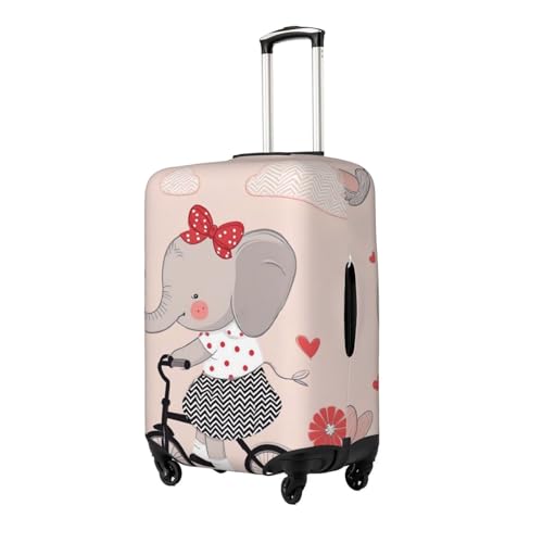 Cute Elephant Bike Ride Luggage Cover Elastic Washable Protector Anti-Scratch Travel Suitcase Covers With Concealed Zipper For 18-32 Inch Luggage Large2