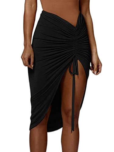 Bodycon Mini Skirt Black Hip Scarf Wrap Westlake for Women (S 4-6)