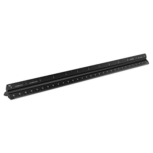 Image of Alumicolor Aluminum Combination Solid Drafting Scale, 12IN, Black