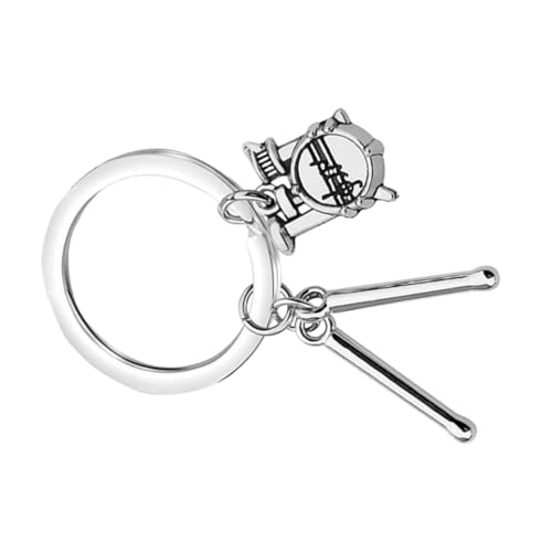 Llavero colgante de baqueta de batería BESPORTBLE, estilo metal plateado, para músicos, mochilas, bolsos y carteras miniatura 1