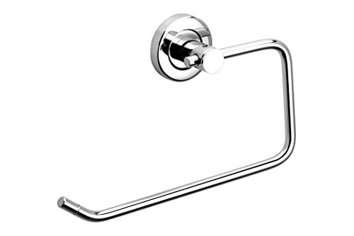 Image of Bathroom Towel Ring with Shelf, 304 Stainless Steel Towel Holder for Bathroom Wall Mount, Self Adhesive or Drill Installation, Rustproof Hand Towel Ring (Half Square Chrome)