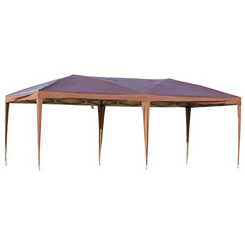 Outsunny 10’ x 20’ Outdoor Gazebo Pop Up Canopy Party Tent with UV Sun-Resistant 2-Tier Roof & Portable Carry Bag Coffee