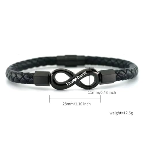 Pulsera de Cuero Infinity para Hombre con Acero Inoxidable 7.5'' miniatura 2