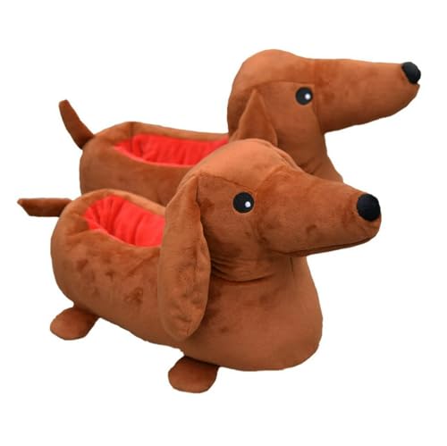 ENIXWH Hausschuhe Dachshund Plüsch Puppe Tier Flauschige...