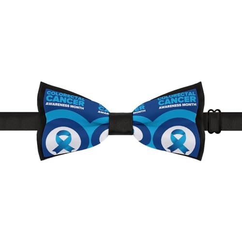 GoasNei Colorectal Cancer Awareness Month Blue Ribbon 2023 Bow Tie for Men Adjustable Necktie Funny Tie Neck Ties for Weddings Party