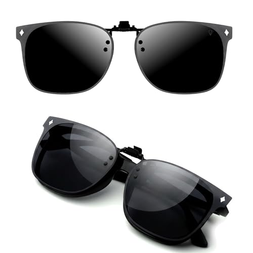 CREYESTAL Polarisiert Sonnenbrillen Aufsatz Brille, Sonnenbrille Clip, Anhebbar und Ultraleicht, Herren, Damen 100% UV400