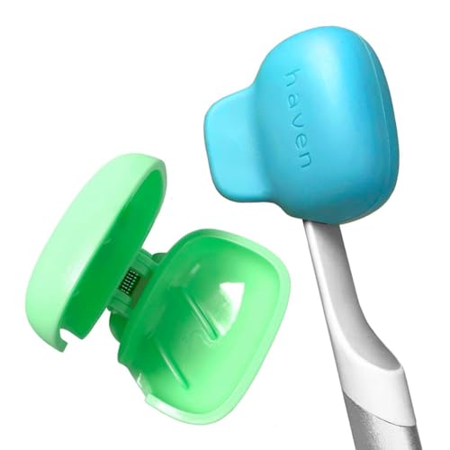 Image of Haven Toothbrush Cover - Fits Electronic and Manual Toothbrushes - Toothbrush Case Holder for Travel - Set of Two Tooth Brush Cap Protectors (Emerald & Aqua)