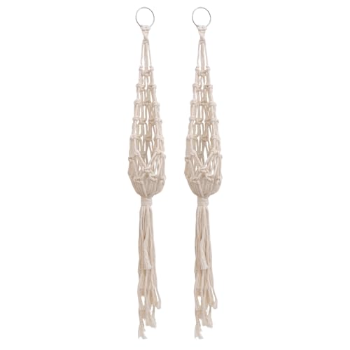 Cabilock 2 Piezas de Tapiz Tejido Nórdico Colgante Beige Borlas Bolsa de Red Decorativa para Pared Adorno Bohemio para Sala Dormitorio y Decoración del Hogar