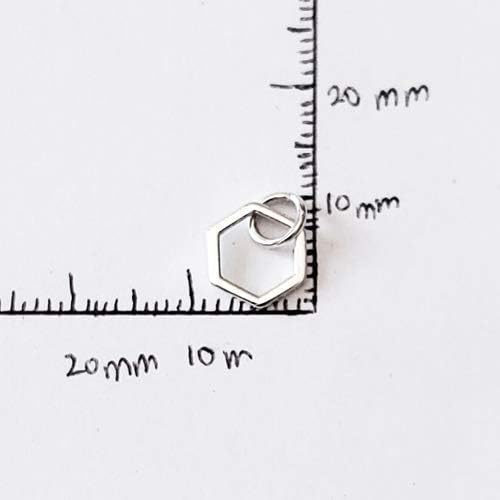 Sterling Silver Tiny Honeycomb Bee Charm Necklace, 18" - Image 6