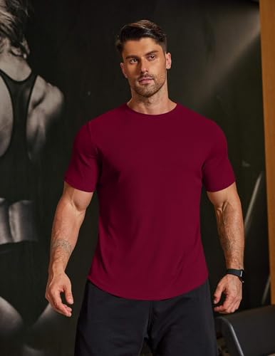 Image of COOFANDY Mens Muscle T Shirts Short Sleeve Slim Fit Tshirts Gym Workout Athletic Crewneck Shirt