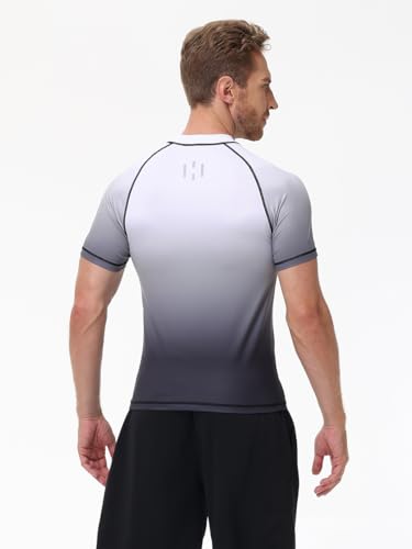 Compression UV Rash Guard - Men's UPF 50+ Short Sleeve Quick Dry Swim & Surf Gradient Shirt3