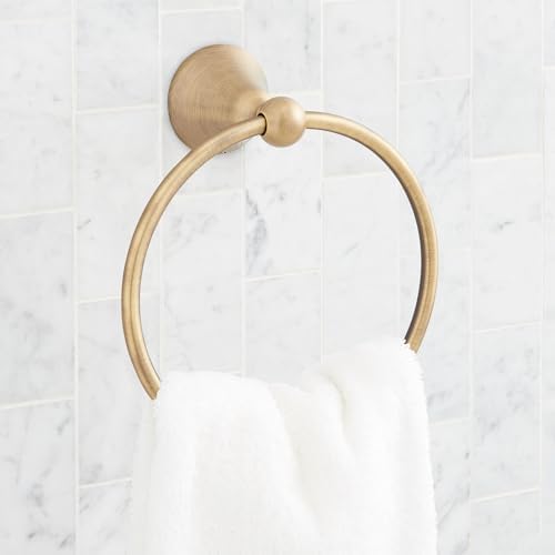 Signature Hardware 955109 Traditional 6-7/8" Wall Mounted Towel Ring - Aged Brass