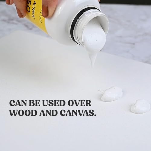 GRANOTONE Acrylic Gesso Water Base Non-Toxic Universal Gesso Primer to Apply as an Undercoat Before Painting for Extra Coverage Ideal for Pro Artist Hobby Painters & Kid (200 milliliters, White)