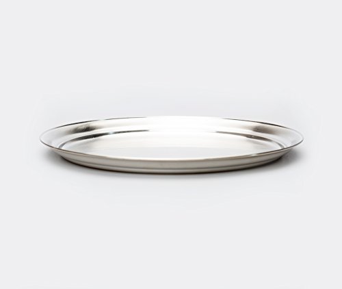 Azmaya Brass & Silver-Plate Round Serving & Drinks Tray #TOP1
