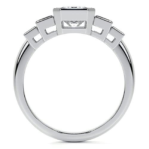 5 CT Emerald Cut Colorless Moissanite Engagement Ring Wedding/Bridal Rings, Diamond Ring, Anniversary Solitaire Halo Accented Promise Vintage Antique Gold Silver Rings for Gift4