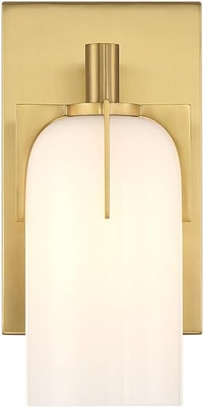 Warm Brass and Opal Glass 1-Light Vanity Sconce