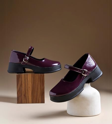 Image of JM LOOKS Women Mary Jane Block Heels | Single Strap | Round Toe | Stylish & Comfortable | Formal & Casual