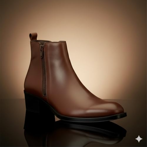 Image of Men's Chelsea Boots with Zipper closure | Croc Textured Leather | Cuban Heel | Italian Design | TPR Sole | Cushioned Insole