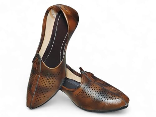 Image of Vestra Aura Ventura Men's Ethnic Mojari Premium Handmade Traditional Footwear Laser Cuts