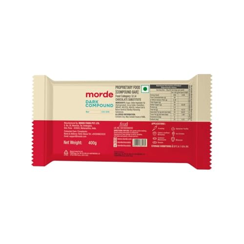 Image of Morde Dark Compound Chocolate Bar, CO D15, 400g, For Frosting, Cookies, Ice Creams, Ganache
