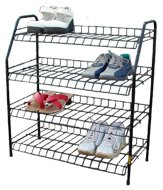 Shoe Rack 4- Tier Rack Size:26W x 11D x 28H. (Color: Black)